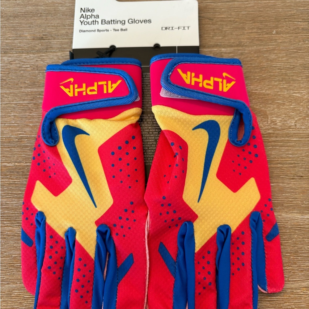 Nike Alpha Youth Gloves - Red, Yellow, Blue